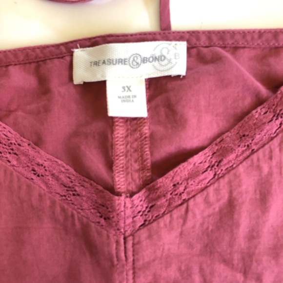 Treasure & Bond Flutter Sleeves Midi Dress in  Pink Mauve Tie Back Plus Size 3X - Picture 11 of 15